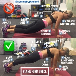 plank, exercise, fitness, physical therapy, good form, bad form